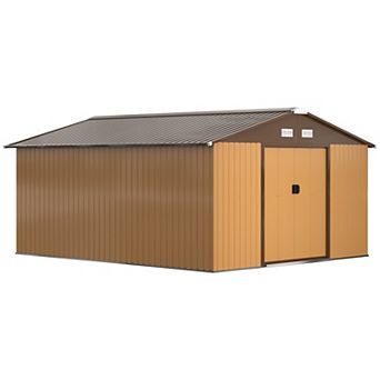 Outsunny 11ft x 13' Storage Shed Garden Tool House w/ Vents Doors
