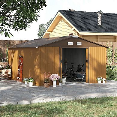 Outsunny 11ft x 13' Storage Shed Garden Tool House w/ Vents Doors