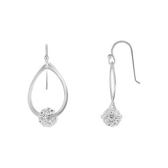 PRIMROSE Silver Tone Polished Teardrop Crystal Fireball Drop Earrings