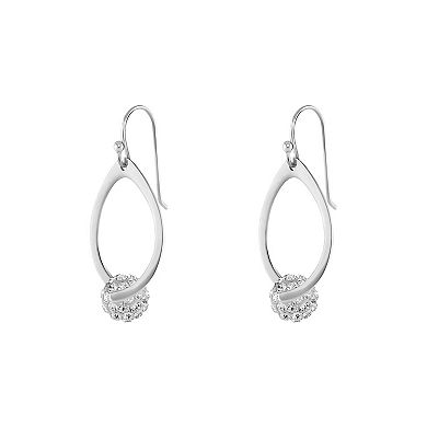 PRIMROSE Silver Tone Polished Teardrop Crystal Fireball Drop Earrings