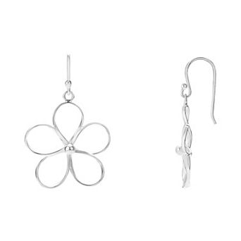 PRIMROSE Silver Tone Wire Flower Drop Earrings