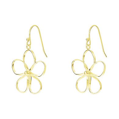 PRIMROSE Silver Tone Wire Flower Drop Earrings