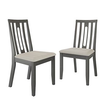 Set of 2 Modern Wooden Dining Chair With Warm Grey Cover