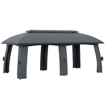 Outsunny 10' X 20' Patio Gazebo With Netting And Curtains Beige