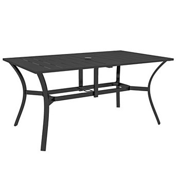 Outdoor Dining Table With Umbrella Hole Patio Dining Table Black