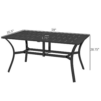 Outdoor Dining Table With Umbrella Hole Patio Dining Table Black