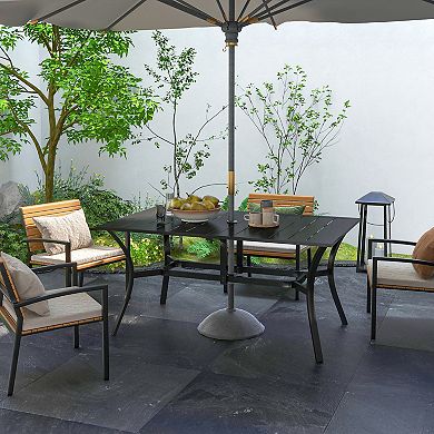 Outdoor Dining Table With Umbrella Hole Patio Dining Table Black