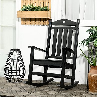 Outsunny Outdoor Rocking Chairs Hdpe Slatted Design, Porch Rocker