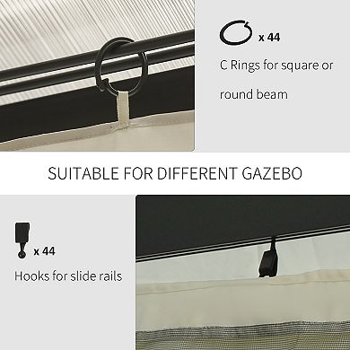 Outsunny 9.84ft x 11.8' Gazebo Sidewall Set with Hooks/C-Rings