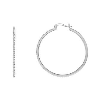 PRIMROSE Silver Tone Pave Cubic Zirconia Hoop Earrings