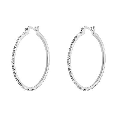 PRIMROSE Silver Tone Pave Cubic Zirconia Hoop Earrings