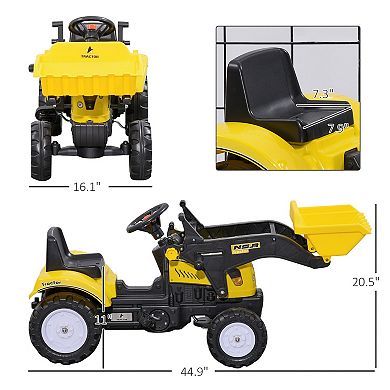 Aosom Kids Ride On Excavator With Front Loader Digger For 3 Year Old