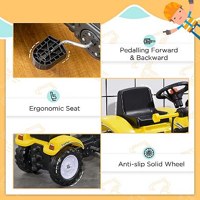 Aosom Kids Ride On Excavator With Front Loader Digger For 3 Year Old