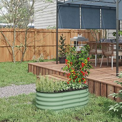 Outsunny Galvanized Raised Garden Bed Planter Box, 3.4' X 2' X 1.4', Green
