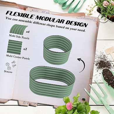 Outsunny Galvanized Raised Garden Bed Planter Box, 3.4' X 2' X 1.4', Green