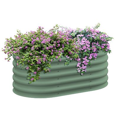 Outsunny Galvanized Raised Garden Bed Planter Box, 3.4' X 2' X 1.4', Green