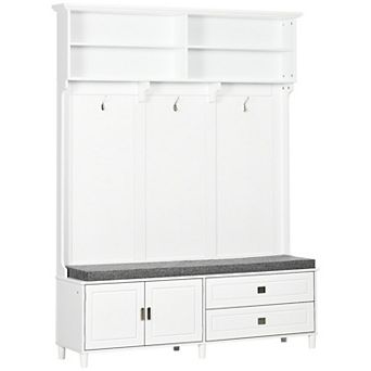 HOMCOM Hall Tree with Storage Bench with Storage Shelves
