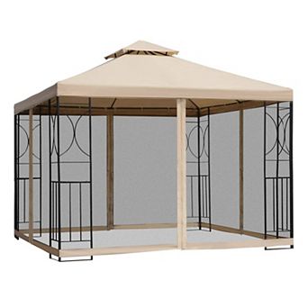 10' X 10’ Square Outdoor Gazebo Canopy Part Tent Outsunny Steel Fabric