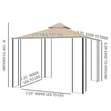 10' X 10’ Square Outdoor Gazebo Canopy Part Tent Outsunny Steel Fabric