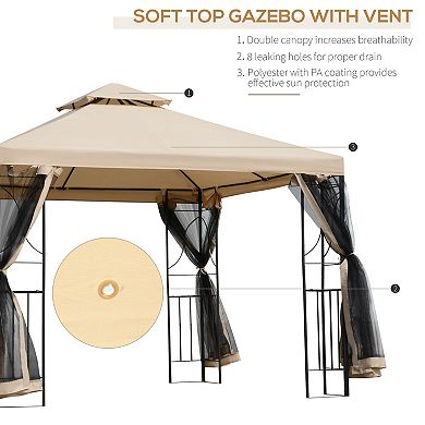 10' X 10’ Square Outdoor Gazebo Canopy Part Tent Outsunny Steel Fabric