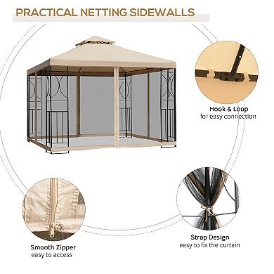 10' X 10’ Square Outdoor Gazebo Canopy Part Tent Outsunny Steel Fabric
