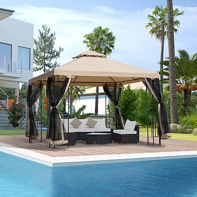 10' X 10’ Square Outdoor Gazebo Canopy Part Tent Outsunny Steel Fabric