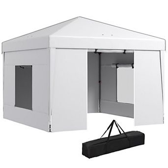 Outsunny 9.7'x9.7' Adjustable Pop Up Canopy W/ Windows Reflective Top White