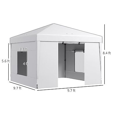 Outsunny 9.7'x9.7' Adjustable Pop Up Canopy W/ Windows Reflective Top White