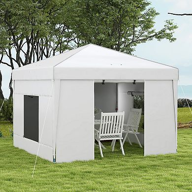 Outsunny 9.7'x9.7' Adjustable Pop Up Canopy W/ Windows Reflective Top White