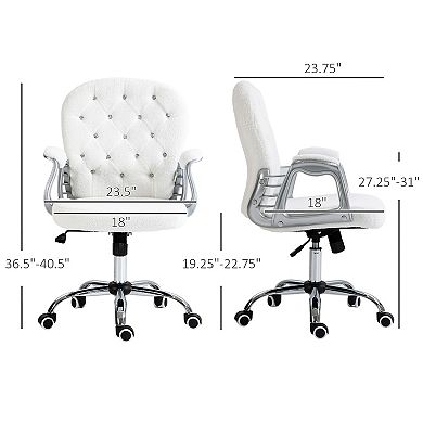Vanity Office Chair Tufted Backrest Swivel Rolling With Height Adjustable