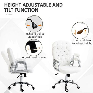 Vanity Office Chair Tufted Backrest Swivel Rolling With Height Adjustable