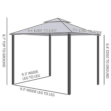 Outsunny 9.6ft x 9.6' Patio Gazebo, Outdoor Canopy Shelter