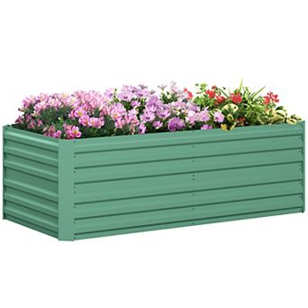 Outsunny Raised Garden Bed Metal Planter Box With Reinforced Rods, Light Green