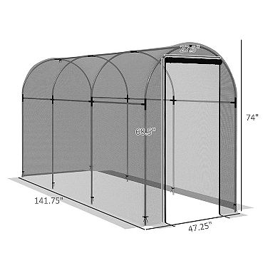 Outsunny 4' X 12' Plant Protection Tent Crop Cage With Door, Black