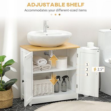 Bathroom Sink Cabinet, Pedestal Sink Cabinet With Doors, White