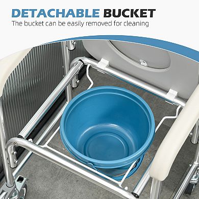 HOMCOM Shower Commode Wheelchair, Padded Seat, 330 lbs.