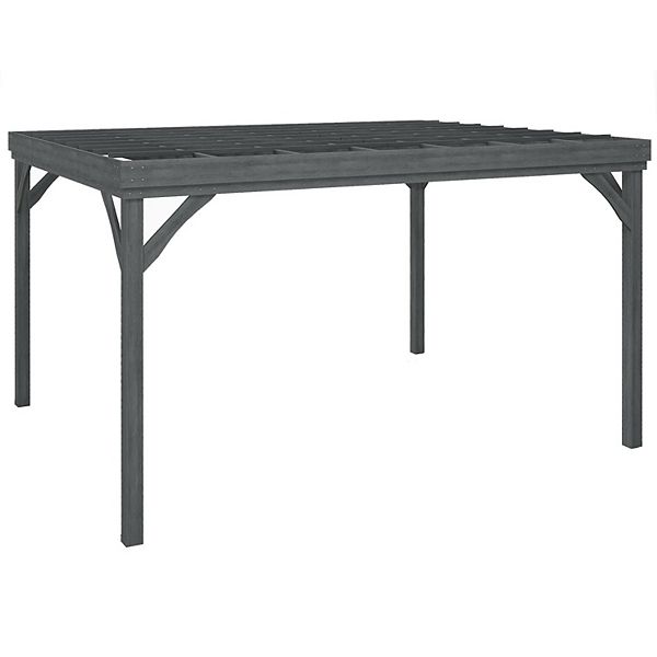 10' X 12' Outdoor Wood Pergola Gazebo With Stable Structure, Gray - Gray
