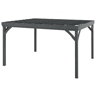 10' X 12' Outdoor Wood Pergola Gazebo With Stable Structure, Gray