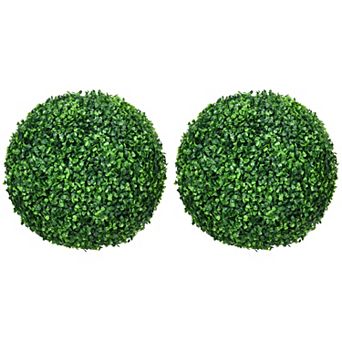 HOMCOM 2 Pack Artificial Tree Boxwood Topiary Balls, 15.7 Inch