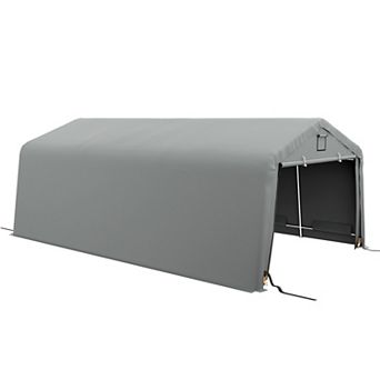Outsunny 12' X 20' Portable Garage Carport With Ventilation Windows, Gray