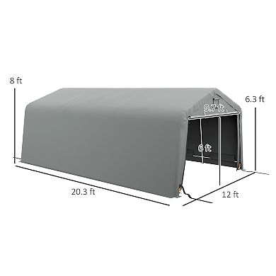 Outsunny 12' X 20' Portable Garage Carport With Ventilation Windows, Gray