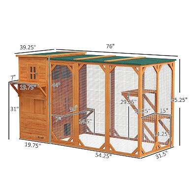 PawHut Catio Outdoor Cat Enclosure, Large Cat House for 3 Kitties