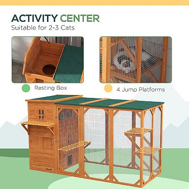 PawHut Catio Outdoor Cat Enclosure, Large Cat House for 3 Kitties