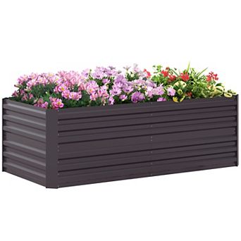 Outsunny Raised Garden Bed Metal Planter Box With Reinforced Rods, Dark Gray