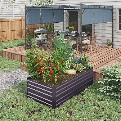 Outsunny Raised Garden Bed Metal Planter Box With Reinforced Rods, Dark Gray