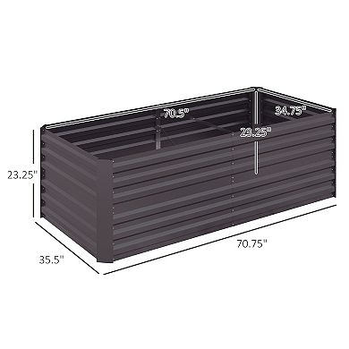 Outsunny Raised Garden Bed Metal Planter Box With Reinforced Rods, Dark Gray