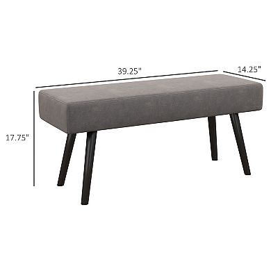 Homcom 39" End Of Bed Bench Upholstered Entryway Bench With Steel Leg Gray