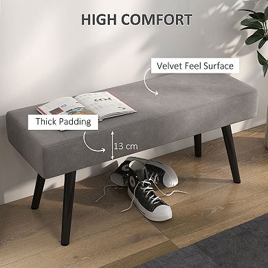 Homcom 39" End Of Bed Bench Upholstered Entryway Bench With Steel Leg Gray
