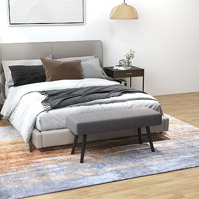 Homcom 39" End Of Bed Bench Upholstered Entryway Bench With Steel Leg Gray