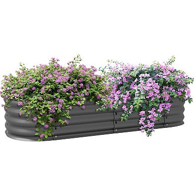 Outsunny Galvanized Raised Garden Bed Planter Box, 4.9' X 2' X 1', Gray